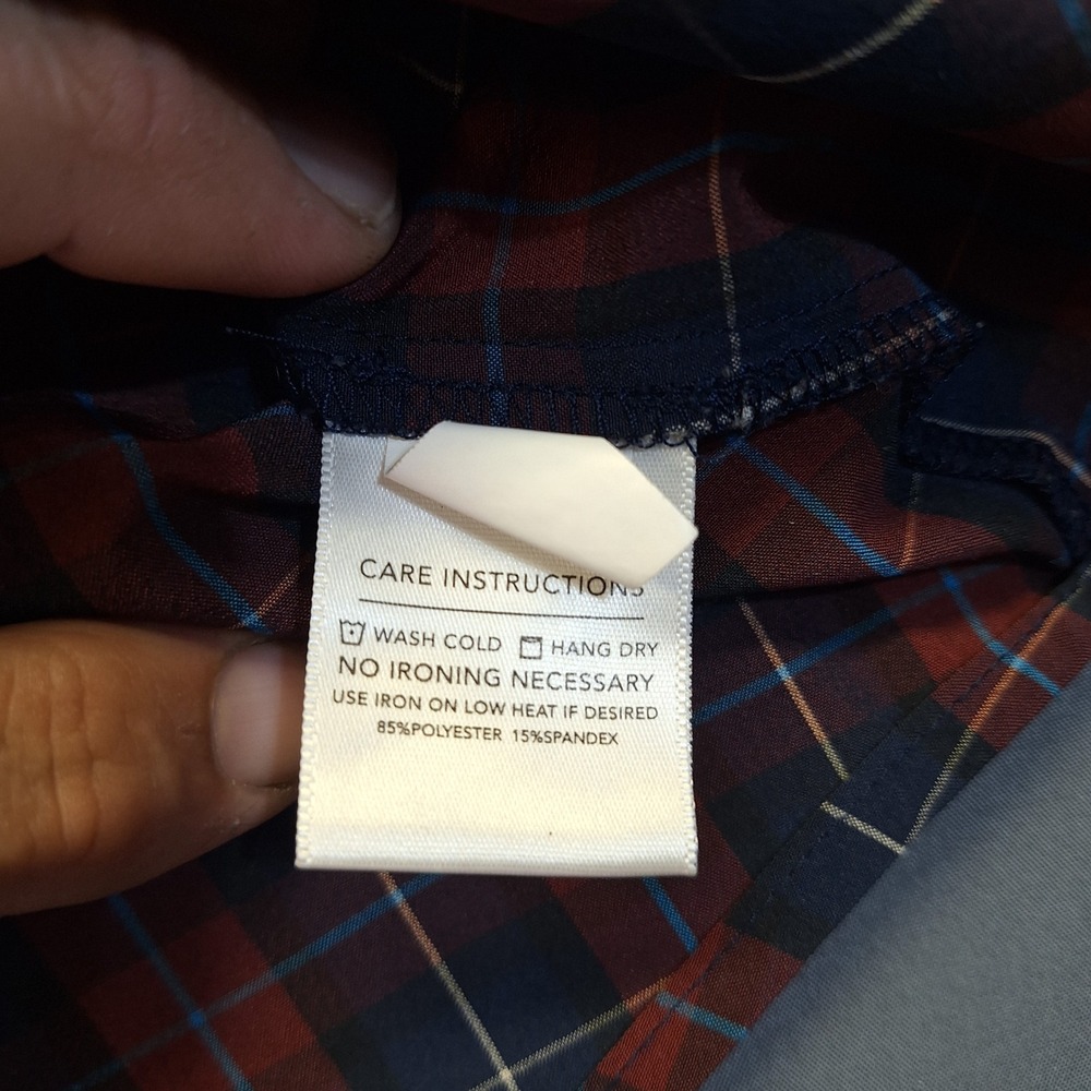 Mizzen+Main Leeward Dress Shirt Mens Small Trim Fit Red Navy Plaid - Picture 6 of 8